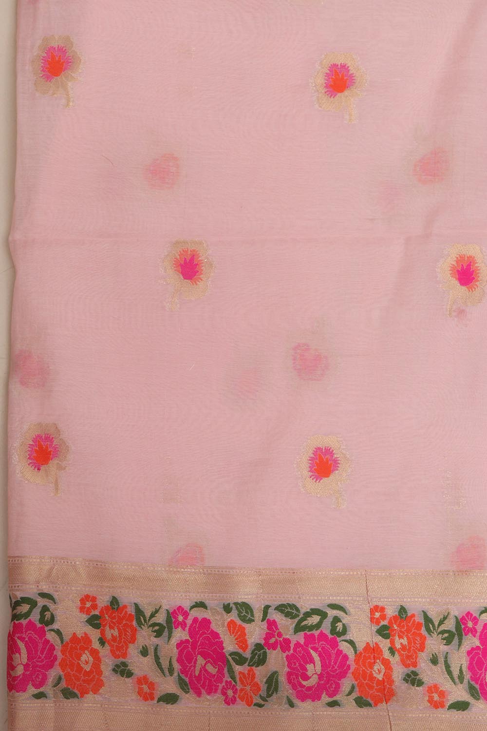 Pink Banarasi Cotton Silk Meenakari Three Piece Unstitched Suit Set - Luxurion World