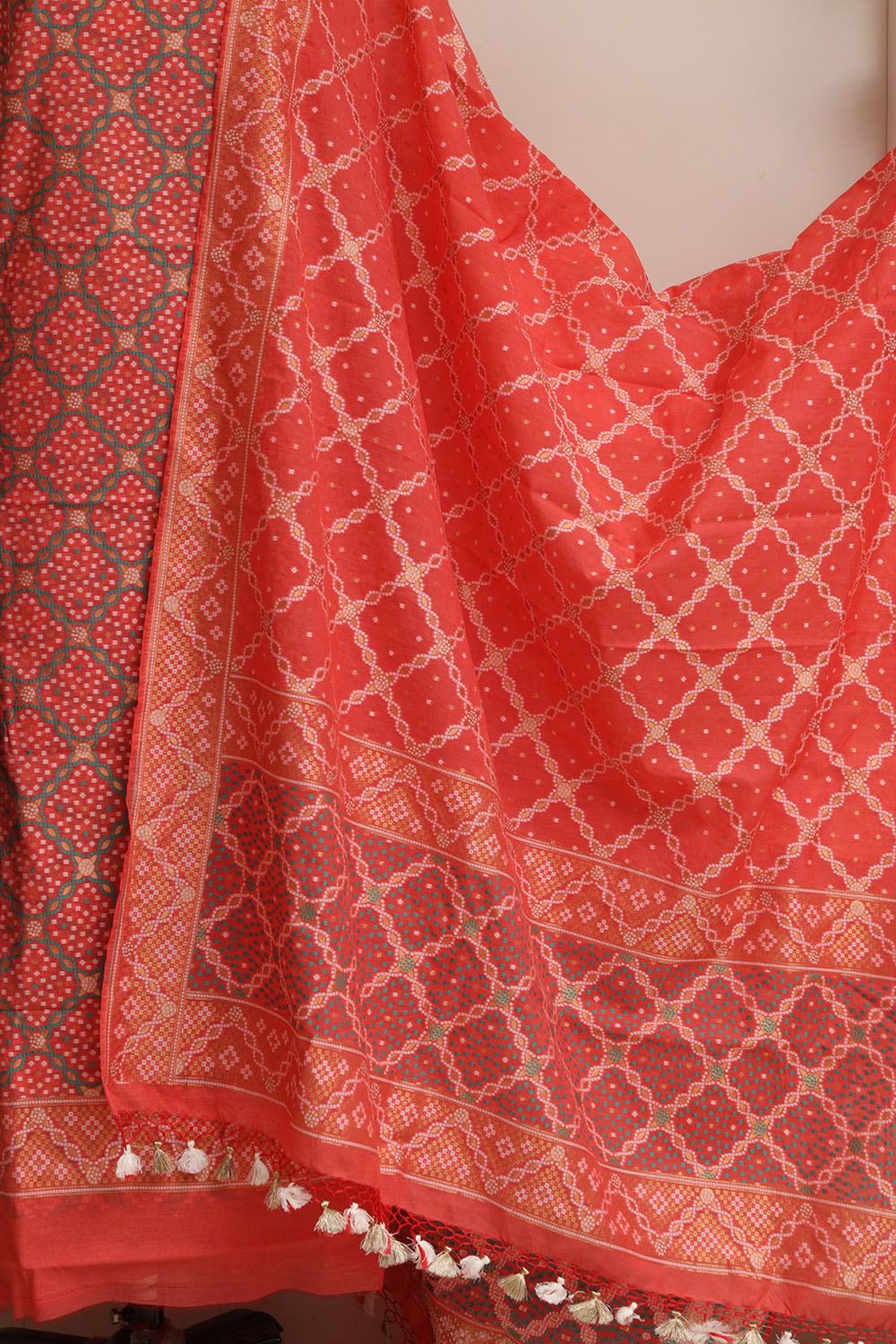 Pink Banarasi Cotton Silk Three Piece Unstitched Suit Set - Luxurion World