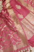 Pink Banarasi Silk Sona Roopa Three Piece Unstitched Suit Set - Luxurion World