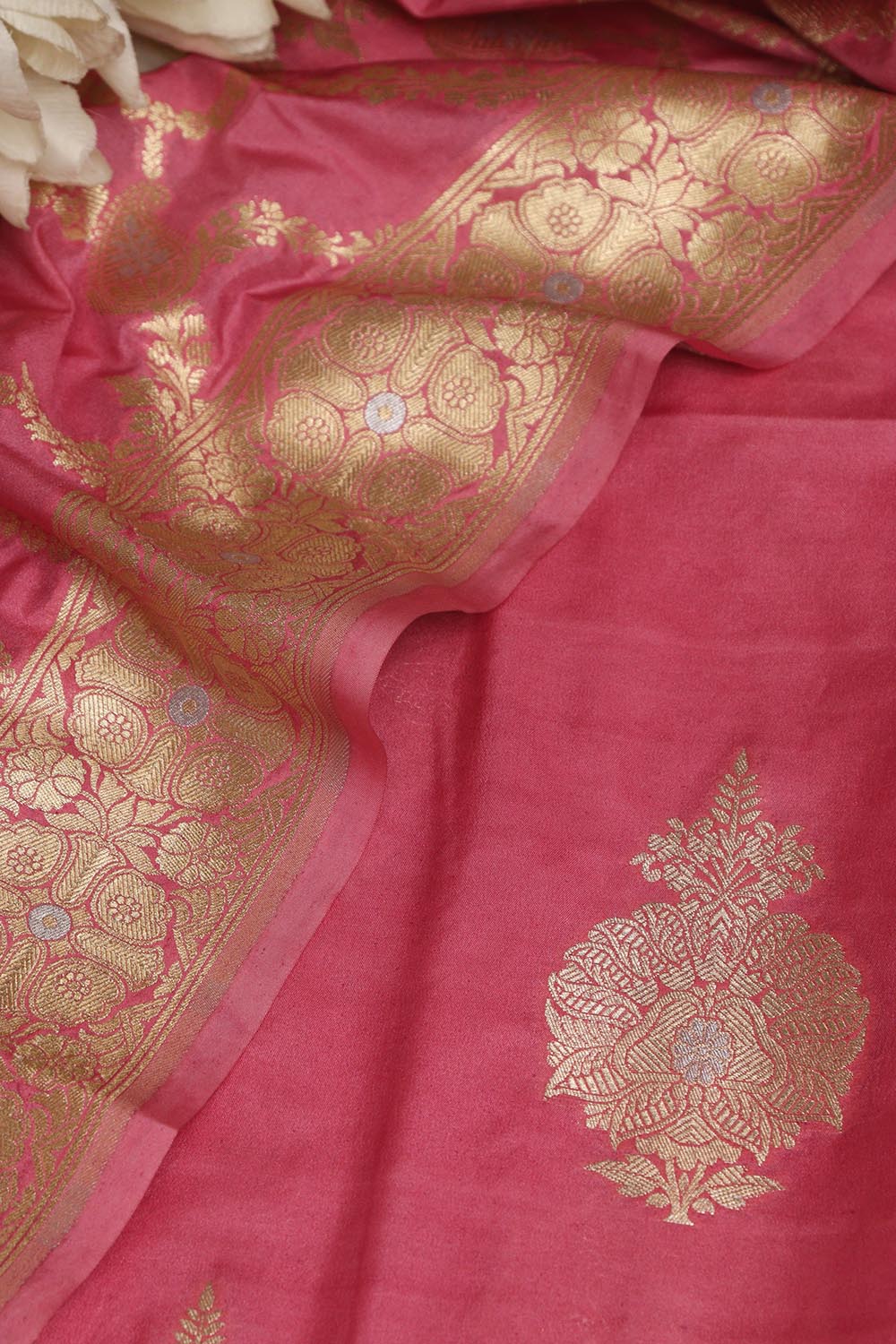 Pink Banarasi Silk Sona Roopa Three Piece Unstitched Suit Set - Luxurion World