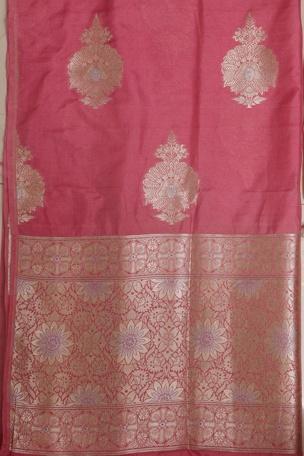 Pink Banarasi Silk Sona Roopa Three Piece Unstitched Suit Set - Luxurion World