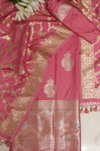 Pink Banarasi Silk Sona Roopa Three Piece Unstitched Suit Set - Luxurion World