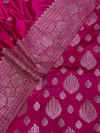 Pink Banarasi Mashru Silk Boota Design Three Piece Unstitched Suit Set - Luxurion World