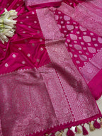 Pink Banarasi Mashru Silk Boota Design Three Piece Unstitched Suit Set - Luxurion World