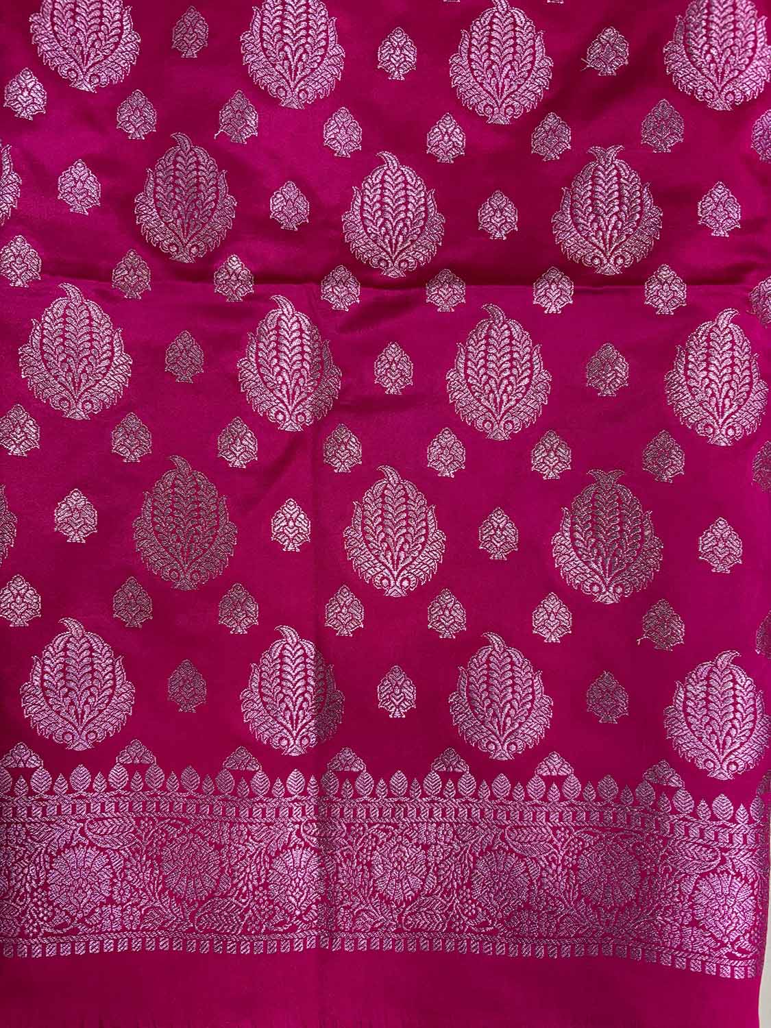 Pink Banarasi Mashru Silk Boota Design Three Piece Unstitched Suit Set - Luxurion World
