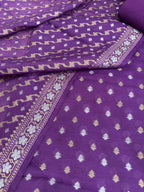 Elegant Purple Banarasi Jamdani Cotton Sona Roopa Three Piece Unstitched Suit Set - Luxurion World