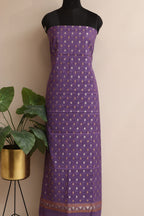 Elegant Purple Banarasi Jamdani Cotton Sona Roopa Three Piece Unstitched Suit Set - Luxurion World