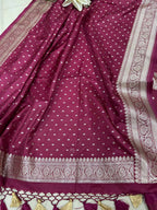 Elegant Maroon Banarasi Silk Three Piece Unstitched Suit Set - Luxurion World