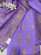Purple Pure Cotton Banarasi Three Piece Unstitched Suit Set - Luxurion World