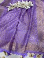 Purple Pure Cotton Banarasi Three Piece Unstitched Suit Set - Luxurion World