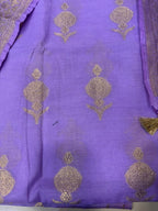 Purple Pure Cotton Banarasi Three Piece Unstitched Suit Set - Luxurion World