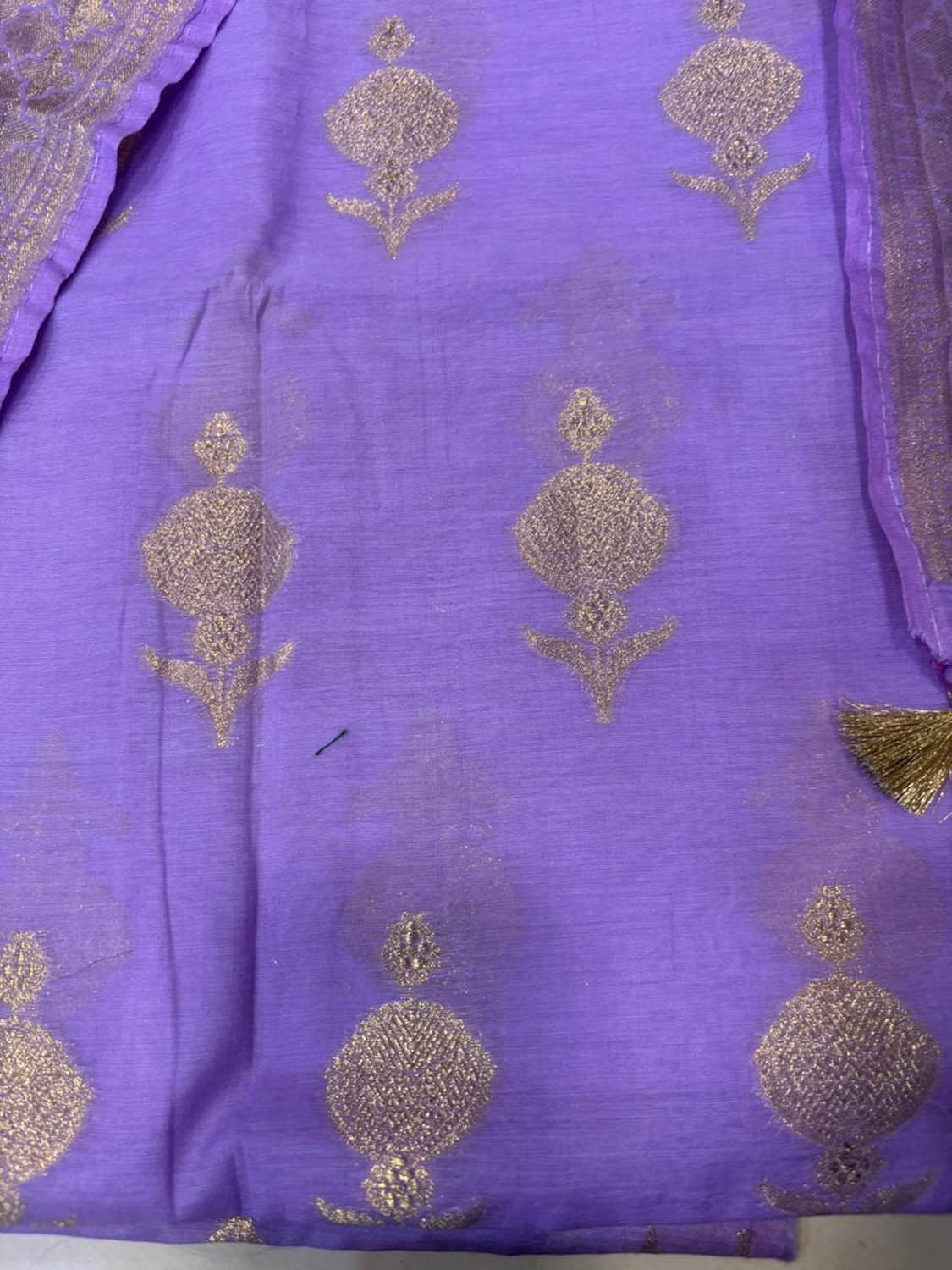 Purple Pure Cotton Banarasi Three Piece Unstitched Suit Set - Luxurion World