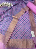 Pretty in Pink: Pure Cotton Banarasi Three Piece Unstitched Suit Set - Luxurion World