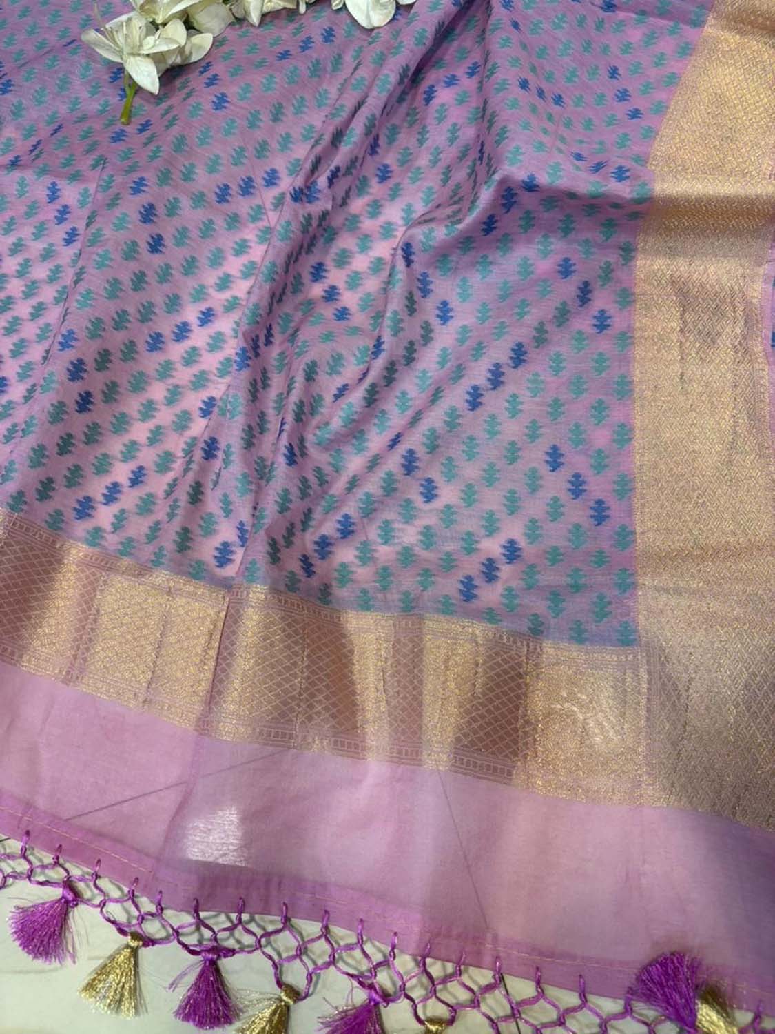 Pretty in Pink: Pure Cotton Banarasi Three Piece Unstitched Suit Set - Luxurion World