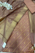 Pastel Pure Cotton Banarasi Three Piece Unstitched Suit Set - Luxurion World