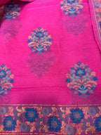 Pretty in Pink: Pure Cotton Banarasi Three Piece Unstitched Suit Set - Luxurion World