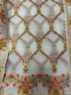 Dyeable Pure Cotton Banarasi Handloom Meenakari Unstitched Three Piece Suit Set - Luxurion World