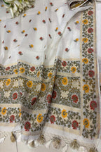 Dyeable Pure Cotton Banarasi Handloom Meenakari Unstitched Three Piece Suit Set - Luxurion World