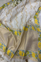Dyeable Pure Cotton Banarasi Handloom Meenakari Unstitched Three Piece Suit Set - Luxurion World