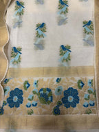 Dyeable Pure Cotton Banarasi Handloom Meenakari Unstitched Three Piece Suit Set - Luxurion World