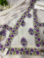 Dyeable Pure Cotton Banarasi Handloom Meenakari Unstitched Three Piece Suit Set - Luxurion World