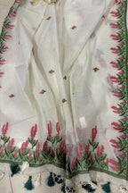 Dyeable Pure Cotton Banarasi Handloom Meenakari Unstitched Three Piece Suit Set - Luxurion World