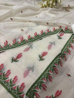 Dyeable Pure Cotton Banarasi Handloom Meenakari Unstitched Three Piece Suit Set - Luxurion World