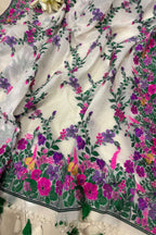 Dyeable Pure Cotton Banarasi Handloom Meenakari Unstitched Three Piece Suit Set - Luxurion World