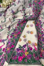 Dyeable Pure Cotton Banarasi Handloom Meenakari Unstitched Three Piece Suit Set - Luxurion World