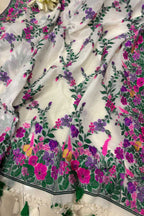 Dyeable Pure Cotton Banarasi Handloom Meenakari Unstitched Three Piece Suit Set - Luxurion World