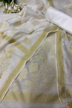 Dyeable Pure Cotton Banarasi Handloom Unstitched Three Piece Suit Set - Luxurion World