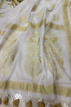 Dyeable Pure Cotton Banarasi Handloom Unstitched Three Piece Suit Set - Luxurion World