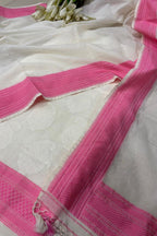 Dyeable Pure Cotton Banarasi Handloom Unstitched Three Piece Suit Set - Luxurion World