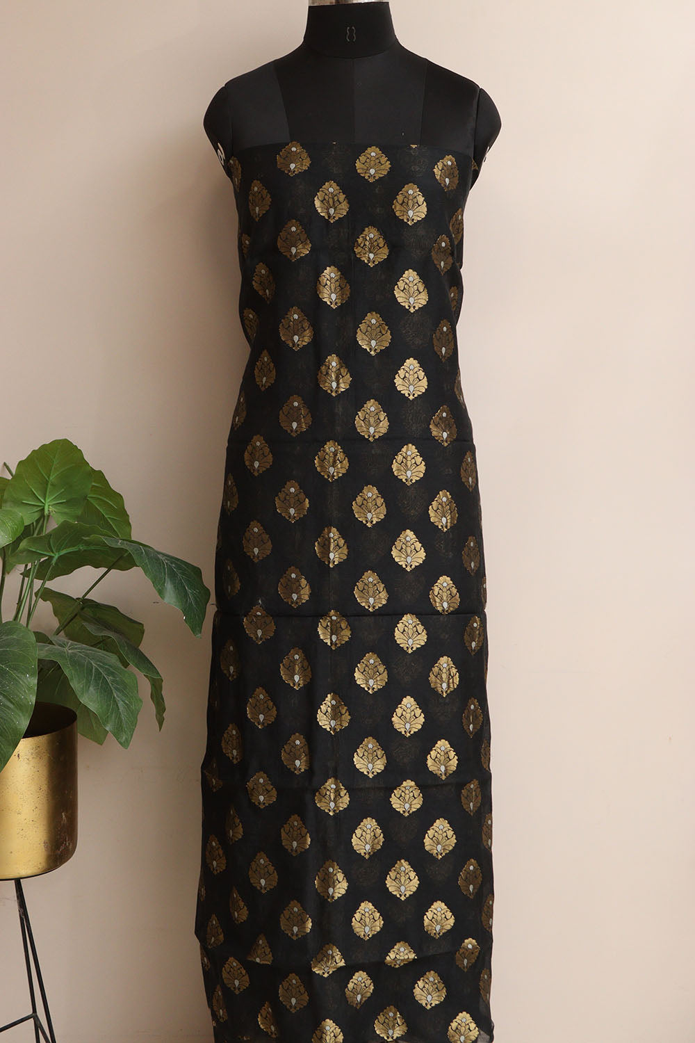 Stunning Black Banarasi Georgette Sona Roopa Suit Set - Unstitched - Luxurion World