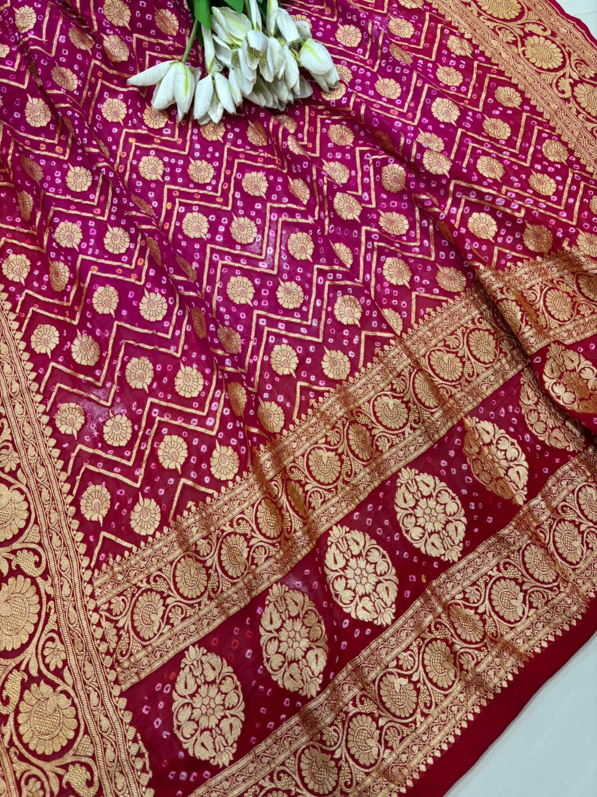 Pink Bandhani Modal Silk Suit With Bandhani Pure Georgette Dupatta - Luxurion World