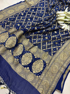Blue Bandhani Modal Silk Suit With Bandhani Pure Georgette Dupatta - Luxurion World
