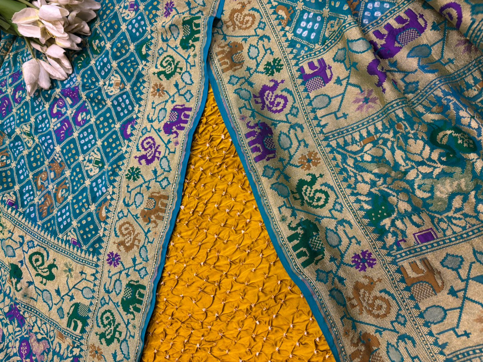 Yellow Bandhani Modal Silk Suit With Bandhani Pure Georgette Dupatta - Luxurion World