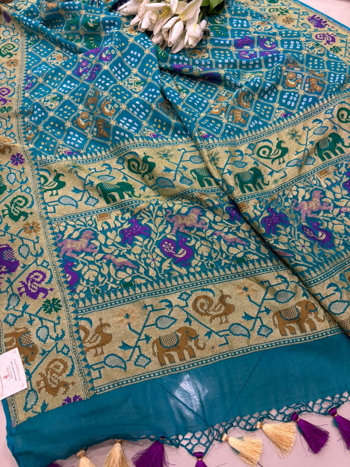 Yellow Bandhani Modal Silk Suit With Bandhani Pure Georgette Dupatta - Luxurion World