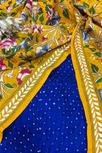 Blue Bandhani Modal Silk Suit — Kantha Flower Dupatta, Festive