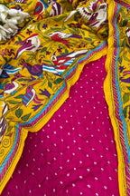 Pink Bandhani Modal Silk Suit — Kantha Bird Dupatta, Festive