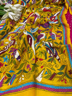 Pink Bandhani Modal Silk Suit — Kantha Bird Dupatta, Festive