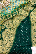 Green Bandhani Modal Silk Suit With Blue & Green Banarasi Bandhani Pure Georgette Dupatta