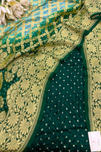 Green Bandhani Modal Silk Suit With Blue & Green Banarasi Bandhani Pure Georgette Dupatta