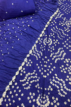 IS4B2AR926103001 Blue Bandhani Modal Cotton Three Piece Unstitched Suit Set