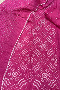 IS4B2AR926103003 Pink Bandhani Modal Cotton Three Piece Unstitched Suit Set