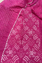 IS4B2AR926103003 Pink Bandhani Modal Cotton Three Piece Unstitched Suit Set