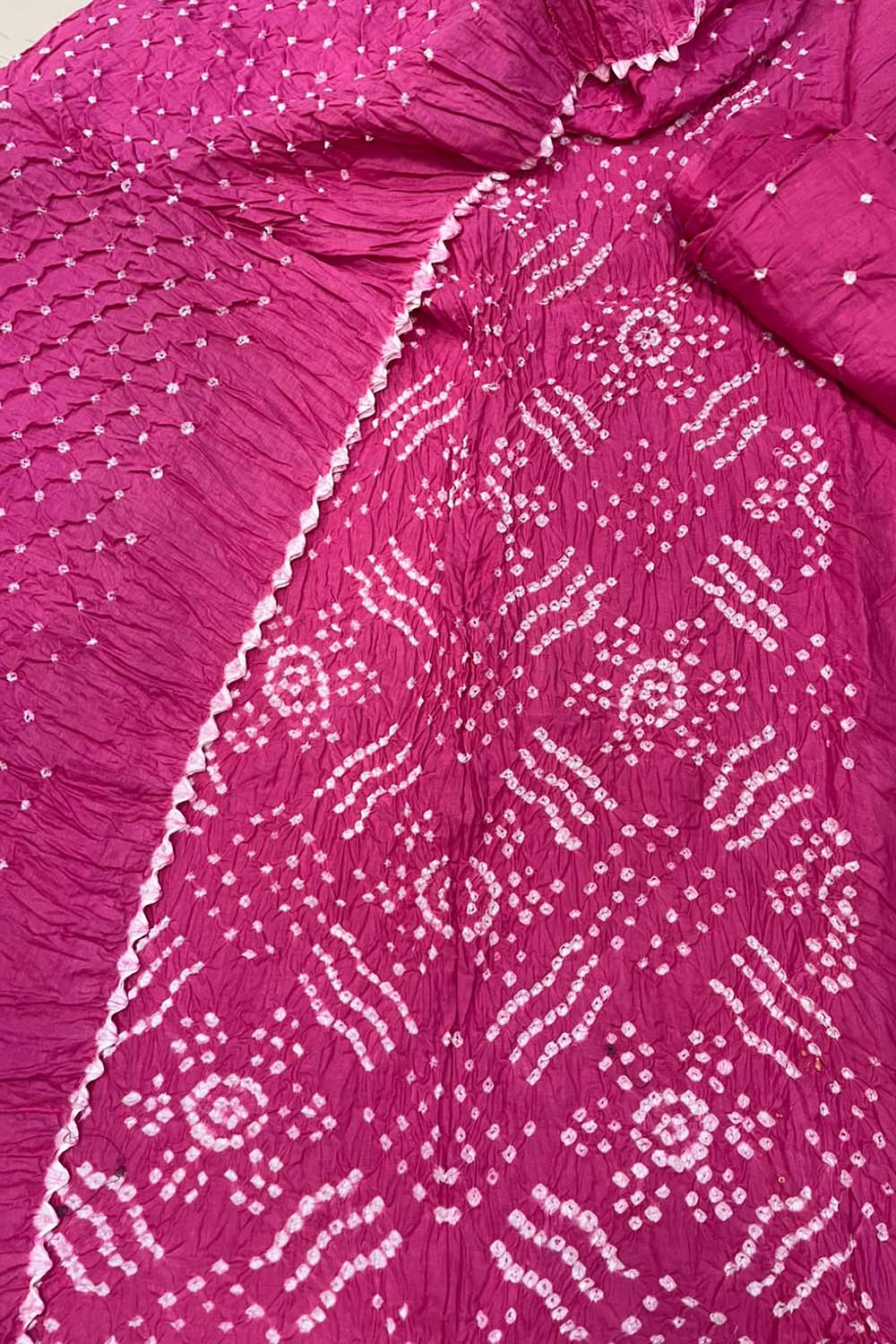 IS4B2AR926103003 Pink Bandhani Modal Cotton Three Piece Unstitched Suit Set
