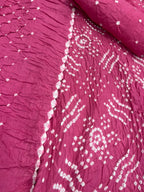 IS4B2AR926103003 Pink Bandhani Modal Cotton Three Piece Unstitched Suit Set