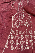 Maroon Bandhani Modal Cotton 3 Piece Unstitched Suit Set