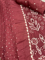 Maroon Bandhani Modal Cotton 3 Piece Unstitched Suit Set